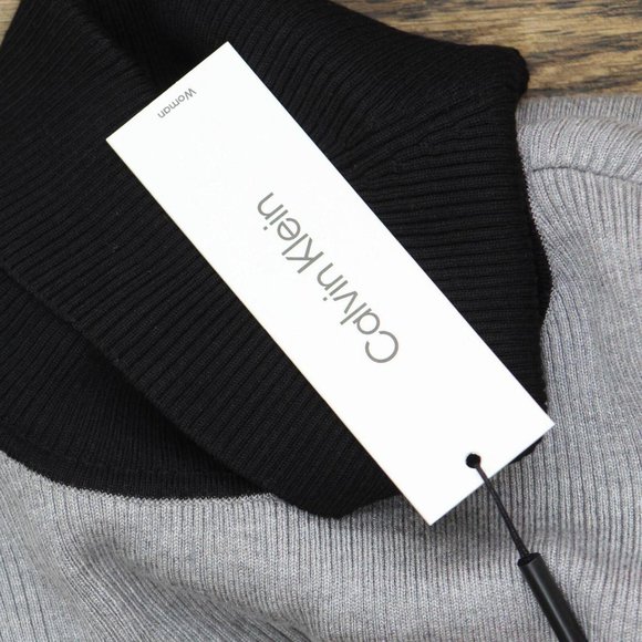 NWT Calvin Klein Plus Size Ribbed Turtleneck Sweater W2VSD700 3X Gray Black - Picture 4 of 7